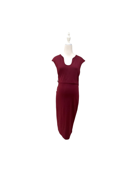 A Burgundy Sleeveless Dresses from Mothercot in size Maternity-S for maternity. (Front View)