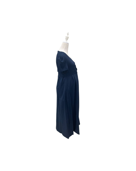 A Navy Short Sleeve Dresses from Mothercot in size Maternity-S for maternity. (Back View)