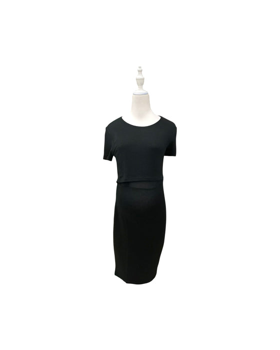 A Black Short Sleeve Dresses from Mothercot in size Maternity-S for maternity. (Front View)