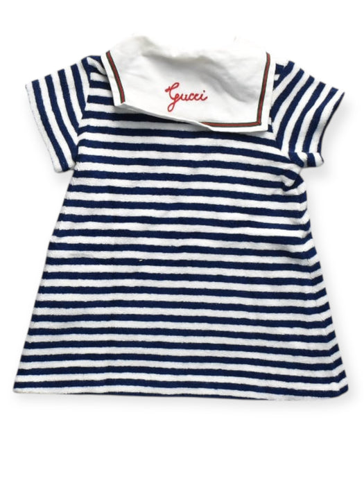 A Blue Short Sleeve Dresses from Gucci in size 12-18M for girl. (Back View)