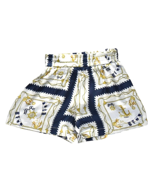 A Navy Shorts from Monnalisa in size 4T for girl. (Front View)