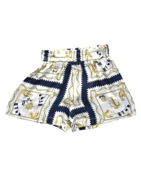 A Navy Shorts from Monnalisa in size 4T for girl. (Front View)