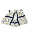 A Navy Shorts from Monnalisa in size 4T for girl. (Front View)