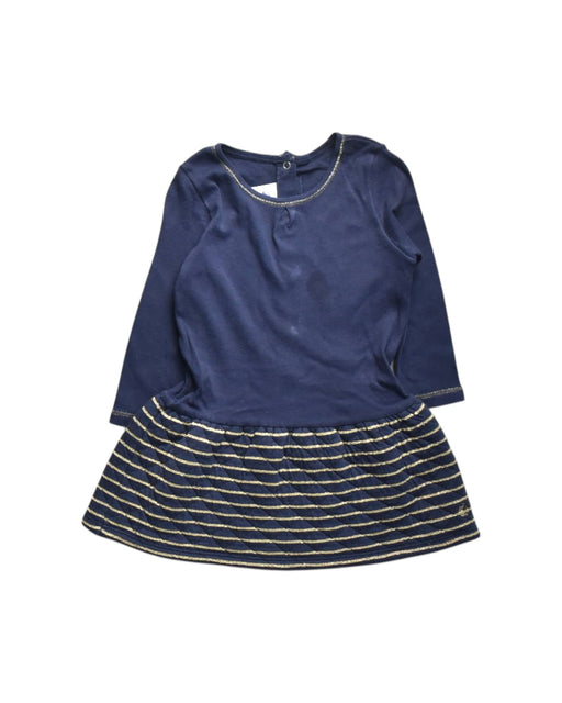 A Navy Long Sleeve Dresses from Petit Bateau in size 12-18M for girl. (Front View)