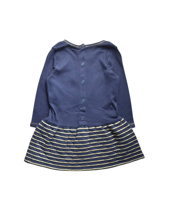 A Navy Long Sleeve Dresses from Petit Bateau in size 12-18M for girl. (Back View)