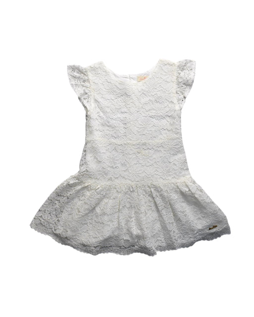 A White Sleeveless Dresses from bloomB in size 5T for girl. (Front View)