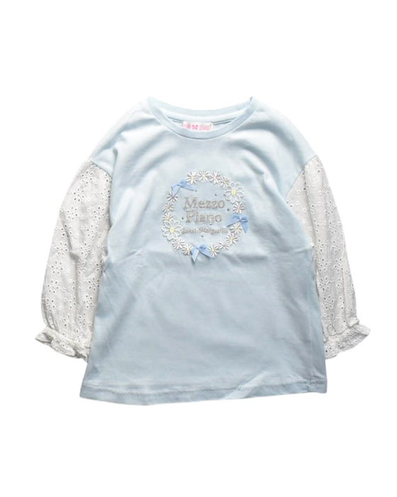 A Blue Long Sleeve Tops from Mezzo Piano in size 3T for girl. (Front View)