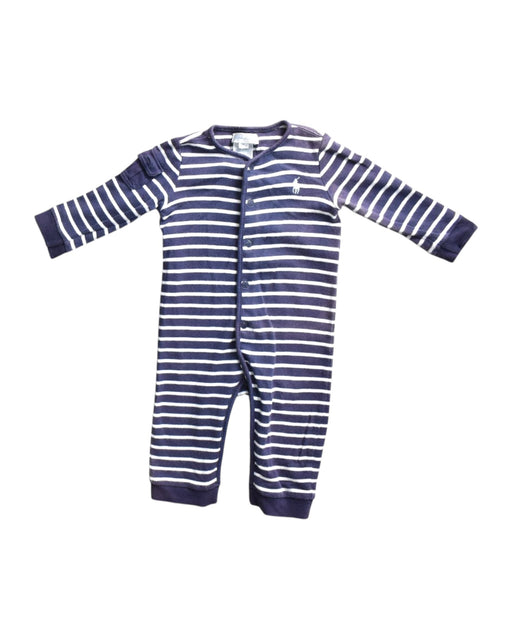 A Navy Long Sleeve Rompers from Ralph Lauren in size 3-6M for boy. (Front View)