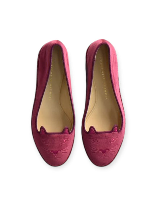 A Pink Flats from Charlotte Olympia in size 10Y for girl. (Front View)