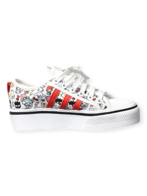 A Red Sneakers from Adidas in size 12Y for neutral. (Back View)
