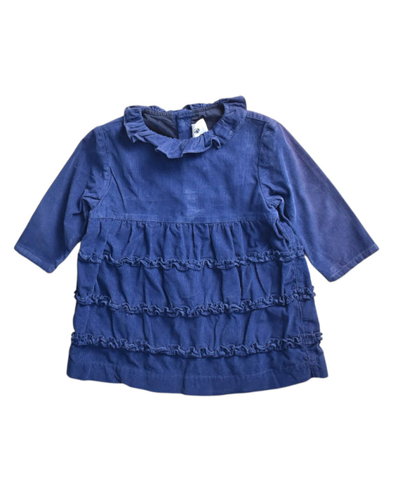 A Blue Long Sleeve Dresses from Petit Bateau in size 12-18M for girl. (Front View)