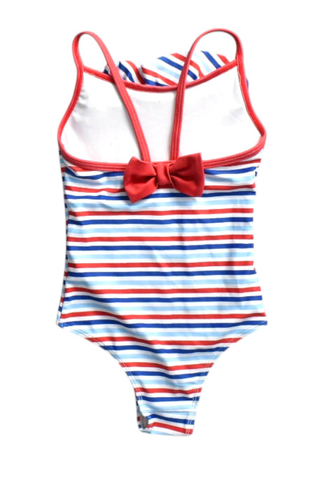 A White Swimsuits from Little English in size 5T for girl. (Back View)