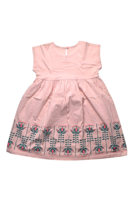 A Pink Sleeveless Dresses from Tea in size 7Y for girl. (Back View)