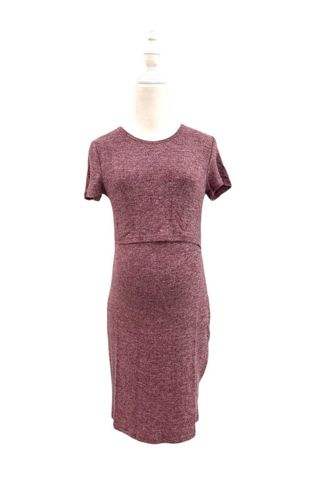 A Burgundy Short Sleeve Dresses from Mothercot in size Maternity-S for maternity. (Back View)