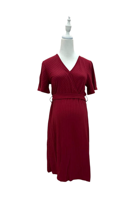 A Burgundy Short Sleeve Dresses from Dear in size Maternity-S for maternity. (Back View)