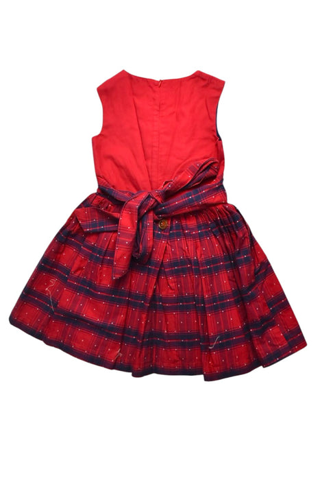 A Red Sleeveless Dresses from Jessie and James in size 6T for girl. (Back View)