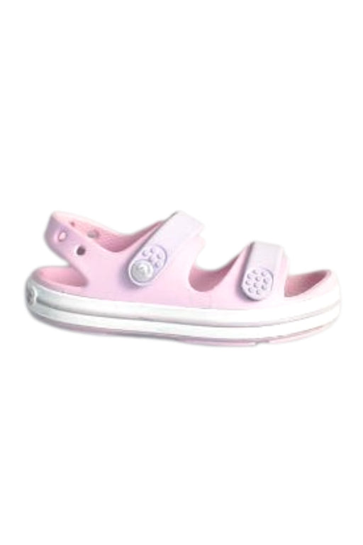 A Pink Sandals from Crocs in size 3T for girl. (Front View)