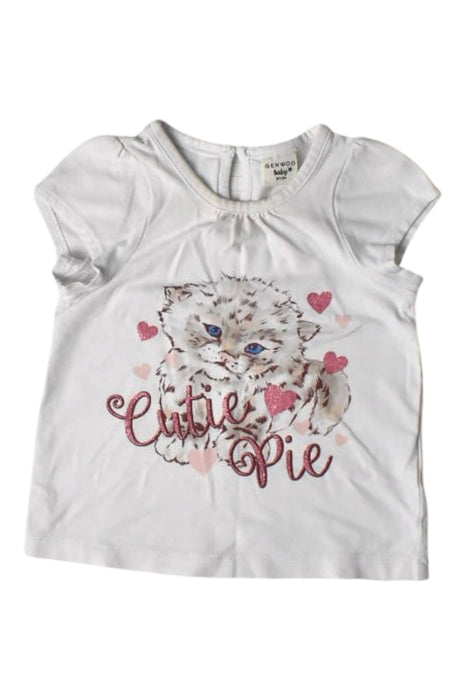 A White Short Sleeve Tops from Genwoo Kids in size 6-12M for girl. (Front View)
