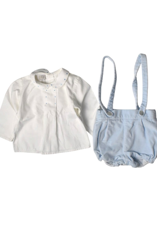A White Overall Sets from Paz Rodriguez in size 6-12M for boy. (Front View)