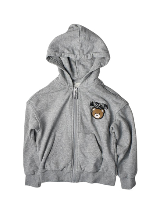 A Grey Zippered Sweatshirts from Moschino in size 4T for boy. (Front View)