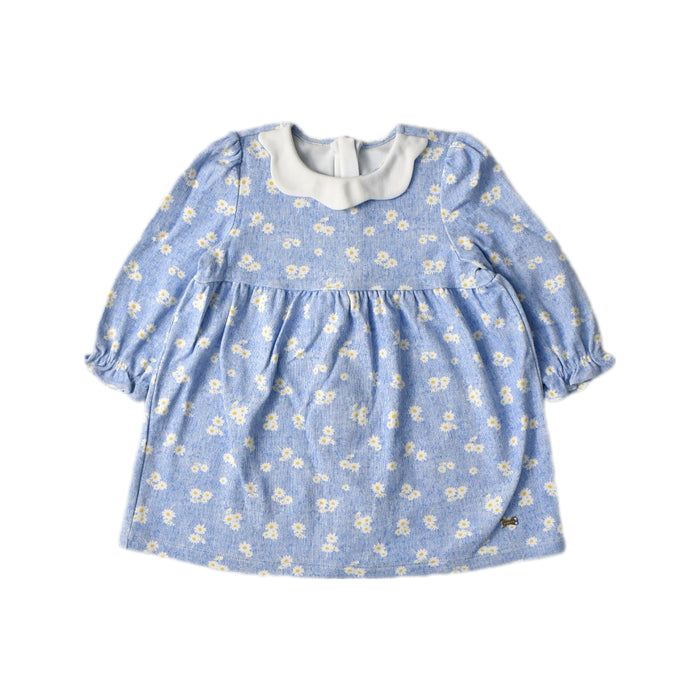 A Blue Long Sleeve Dresses from Les Enphants in size 2T for girl. (Front View)