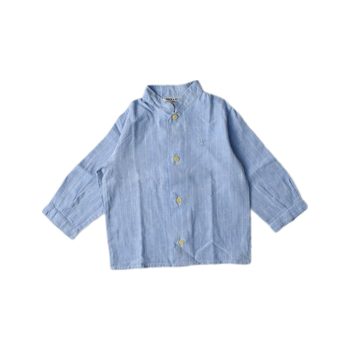 A Blue Long Sleeve Shirts from Neck & Neck in size 6-12M for boy. (Front View)
