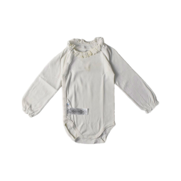 A White Long Sleeve Bodysuits from Petit Bateau in size 12-18M for girl. (Front View)