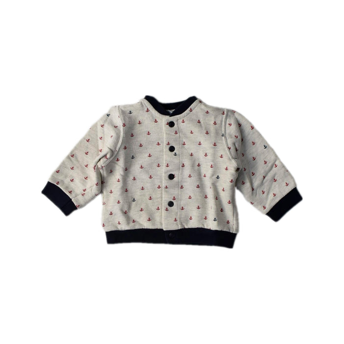 A White Buttoned Sweatshirts from Petit Bateau in size 6-12M for boy. (Front View)