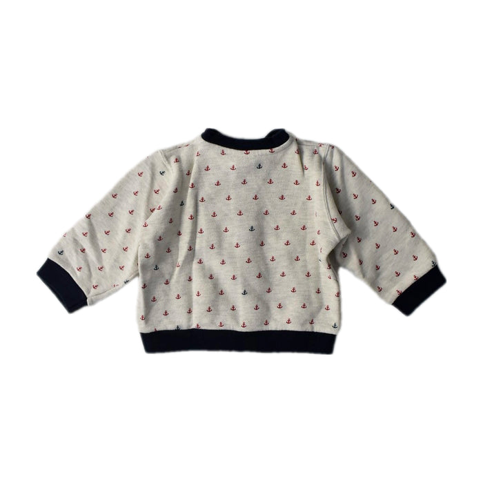 A White Buttoned Sweatshirts from Petit Bateau in size 6-12M for boy. (Back View)