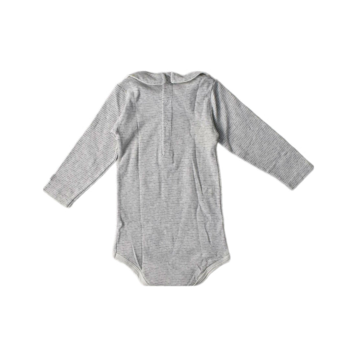 A Grey Long Sleeve Bodysuits from Petit Bateau in size 12-18M for girl. (Back View)
