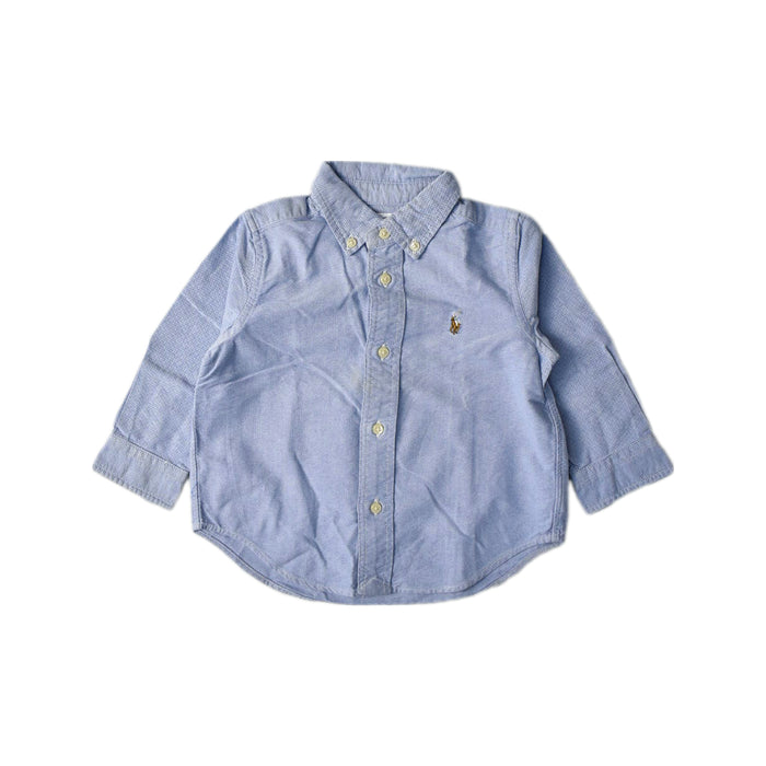 A Blue Long Sleeve Shirts from Ralph Lauren in size 12-18M for boy. (Front View)