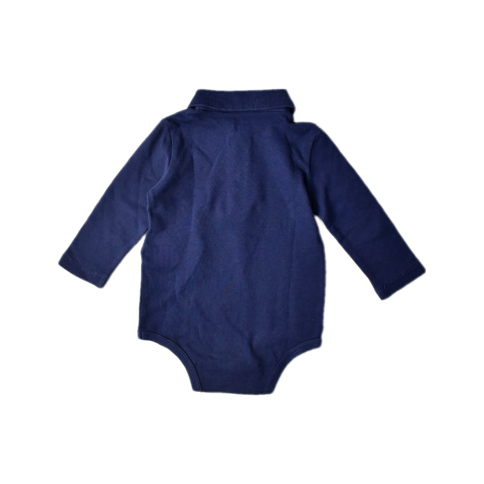 A Navy Long Sleeve Bodysuits from Ralph Lauren in size 6-12M for neutral. (Back View)