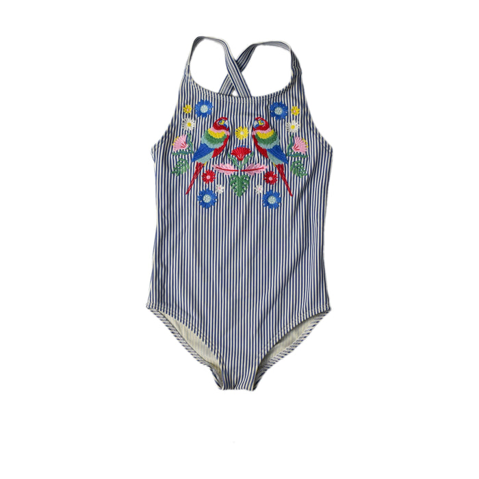 A Blue Swimsuits from Boden in size 2T for girl. (Front View)