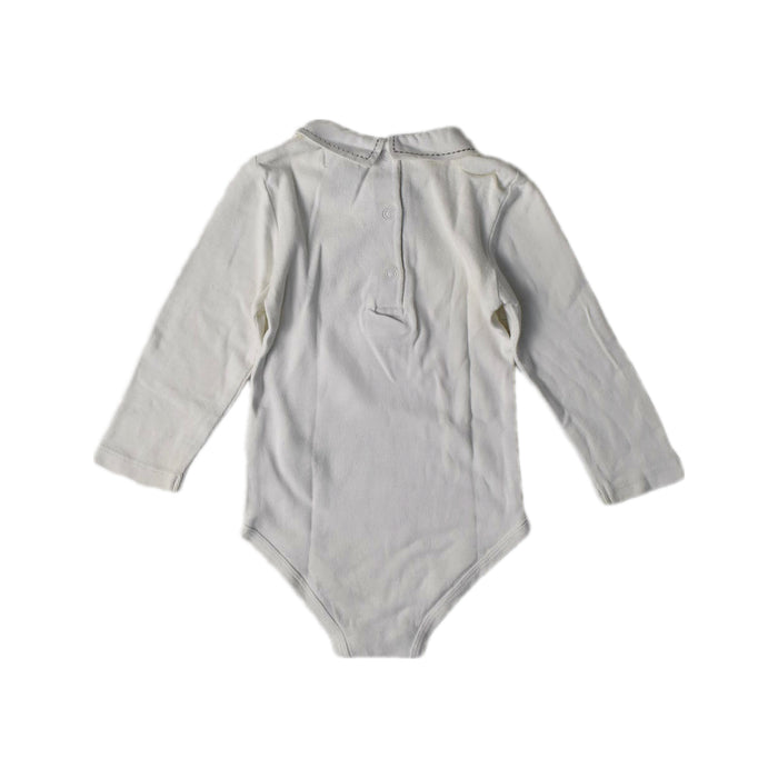 A White Long Sleeve Bodysuits from Cyrillus in size 6-12M for girl. (Back View)