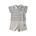 A White Short Sleeve Rompers from Peter Rabbit in size 12-18M for boy. (Front View)
