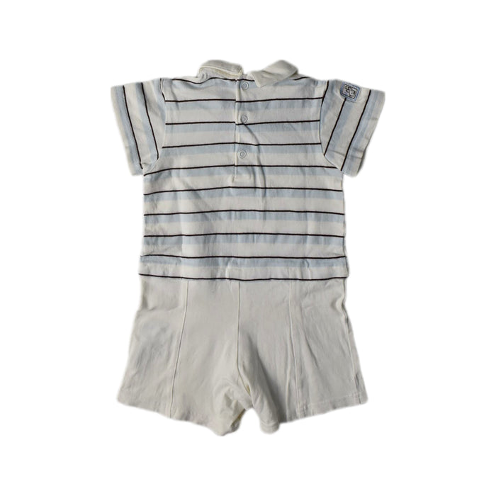 A White Short Sleeve Rompers from Peter Rabbit in size 12-18M for boy. (Back View)