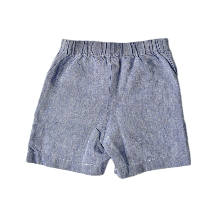 A Blue Shorts from La Mascot in size 12-18M for boy. (Back View)