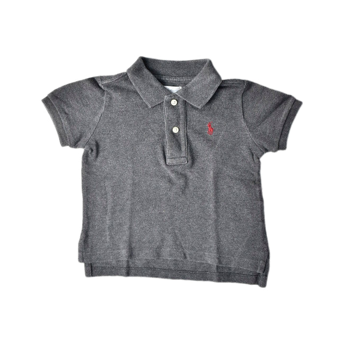 A Grey Short Sleeve Polos from Ralph Lauren in size 12-18M for boy. (Front View)