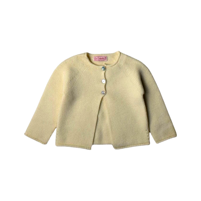 A Ivory Cardigans from La Coqueta in size 6-12M for girl. (Front View)