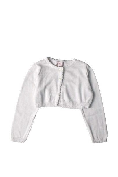 A White Cardigans from Confiture in size 4T for girl. (Front View)
