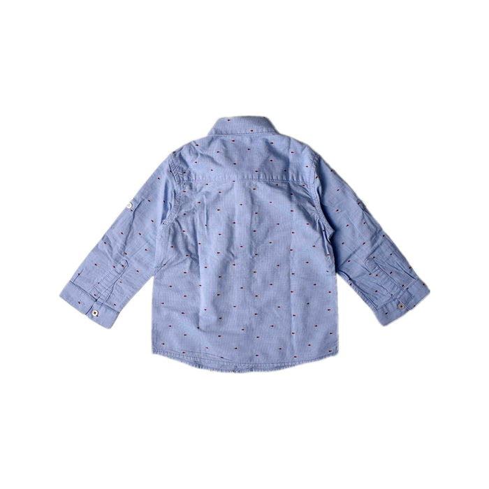 A Blue Long Sleeve Shirts from Mayoral in size 6-12M for boy. (Back View)