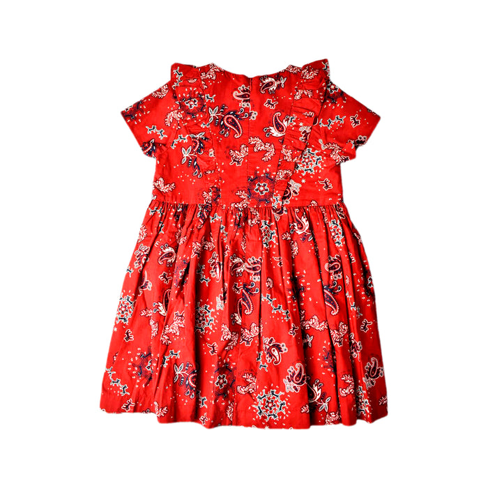 A Red Short Sleeve Dresses from Petit Bateau in size 8Y for girl. (Back View)