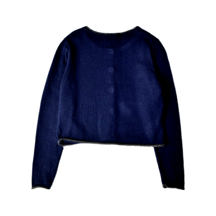 A Navy Cardigans from Petit Bateau in size 6T for girl. (Back View)
