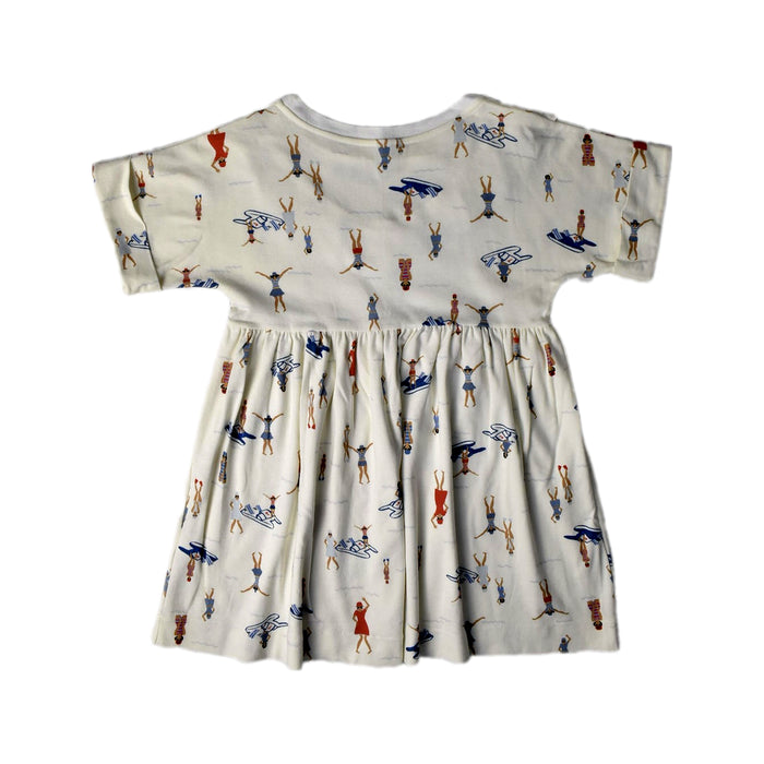 A White Short Sleeve Dresses from Petit Bateau in size 6T for girl. (Back View)