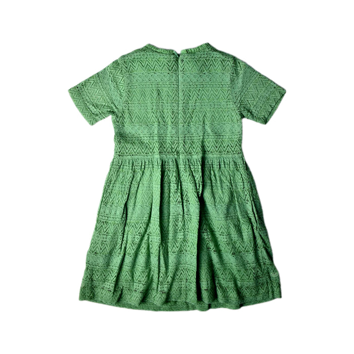 A Green Short Sleeve Dresses from Chateau de Sable in size 4T for girl. (Back View)
