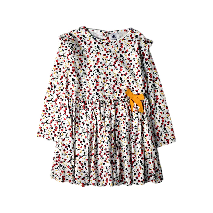 A White Long Sleeve Dresses from Petit Bateau in size 6T for girl. (Front View)