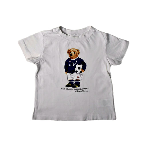 A White Short Sleeve T Shirts from Polo Ralph Lauren in size 3T for boy. (Front View)