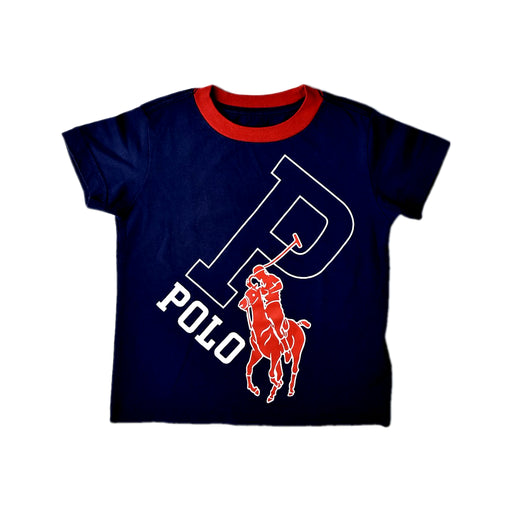 A Navy Short Sleeve T Shirts from Polo Ralph Lauren in size 3T for boy. (Front View)