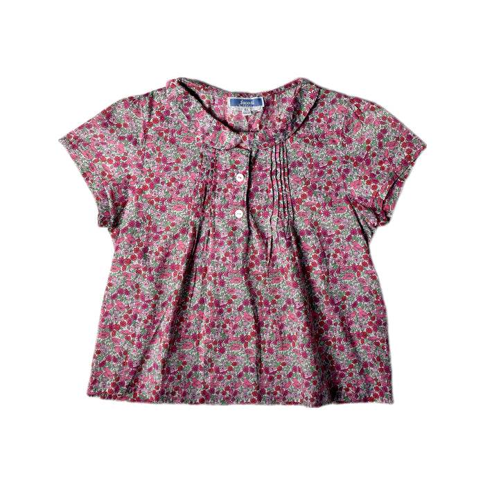 A Pink Short Sleeve Tops from Jacadi in size 4T for girl. (Front View)