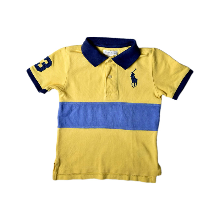 A Yellow Short Sleeve Polos from Ralph Lauren in size 2T for boy. (Front View)